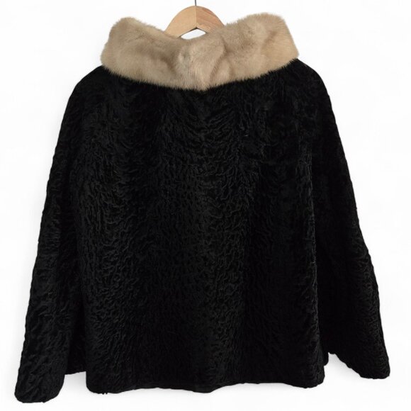 Vintage Abraham & Straus Fur Collar Coat Women's Crushed Velvet Union Made M/L - Picture 2 of 9
